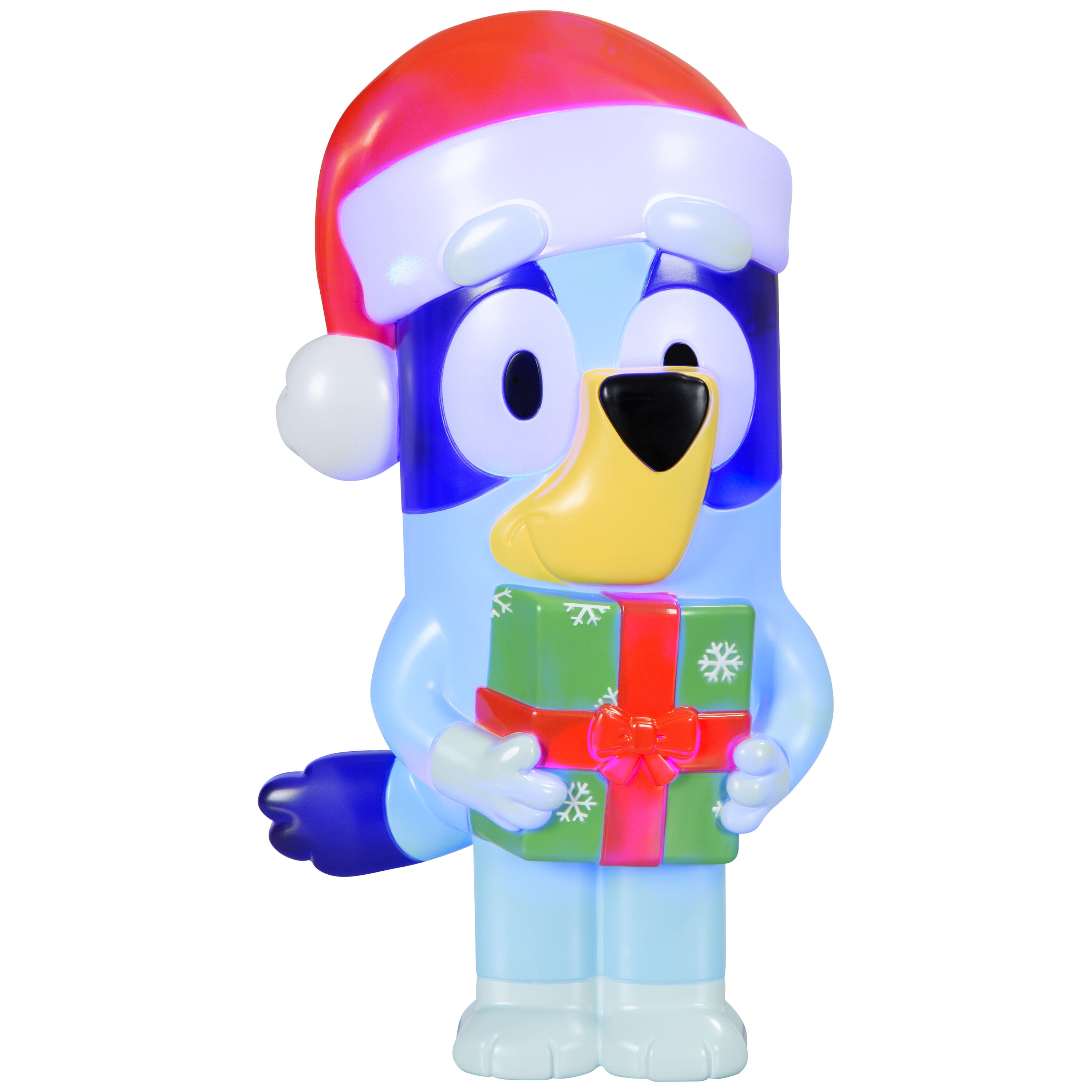 Christmas Battery Operated Holiday Lighting Projector Lights Radiant Beams Blow Mold Hanging Bluey with Santa Hat BBC
