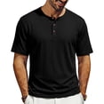 thumbnail image 2 of ZOYOEN Mens Ribbed Henley T Shirts- Loose Breathable Casual Short Sleeve Soft Summer Tees Black Size M, 2 of 9