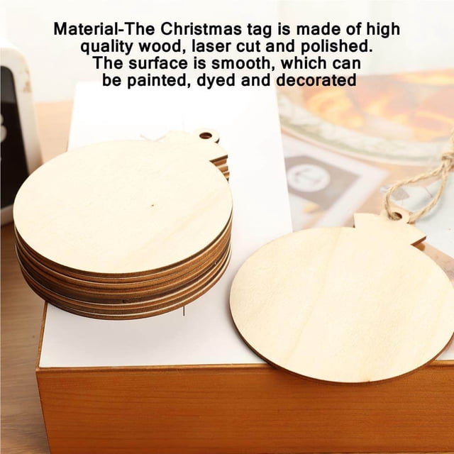 fastboy 50pcs Wood Round Blank Smooth Wood Circles with Rope Hole Blank Decorations for DIY Crafts Painting Staining Coasters Making Home