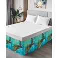 thumbnail image 4 of Abstract Turtle Bed Skirt Queen Size 18" Drop Watercolor Teal Decoration Ruffled Wrap Around Bed Skirts Adjustable Elastic Bedskirt Dust Ruffle for Queen Size Bed, 4 of 7