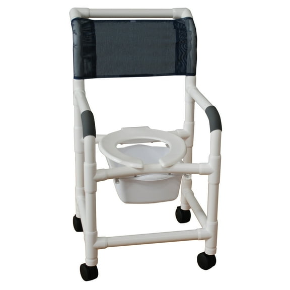 MJM International 118-3TW-SQ-PAIL Shower Chair with 10 qt Slide Out Commode Pail