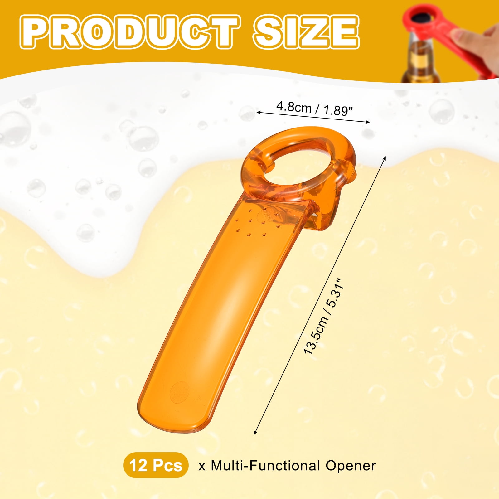 Uxcell 12 Pcs Jar Key Lid Opener, Plastic Jar Lid Opener Easy Grip Multifunctional Durable Can Open Tool for Elderly Seniors Women Weak Hands Easy-use by Anyone, Transparent Orange