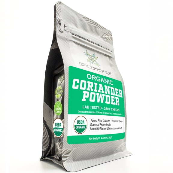 USDA Organic Coriander Powder (4 oz) – Spice Profile Freshly Ground Dhaniya & Cilantro Molido, Lab Tested for Purity