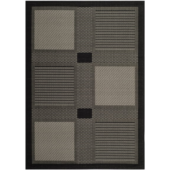 Safavieh Courtyard Eileen Geometric Indoor/Outdoor Area Rug, Black/Sand, 4' x 5'7"