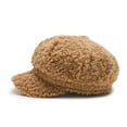 thumbnail image 4 of Bibifish Womens Beret Hat Cream Shearling Newsboy Cap Fluffy Soft Detail Warm Adjustable Casual Fall Winter & Daily Stylish Ladies Cap, 4 of 7
