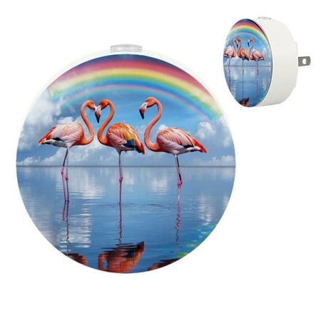 

Night Light Night Lights Plug into Wall Dusk to Dawn Sensor White Led Night Light 2 Pack Nightlight for Bedroom Bathroom Hallway Kitchen Flamingo Rainbow Sea Sky Cloud