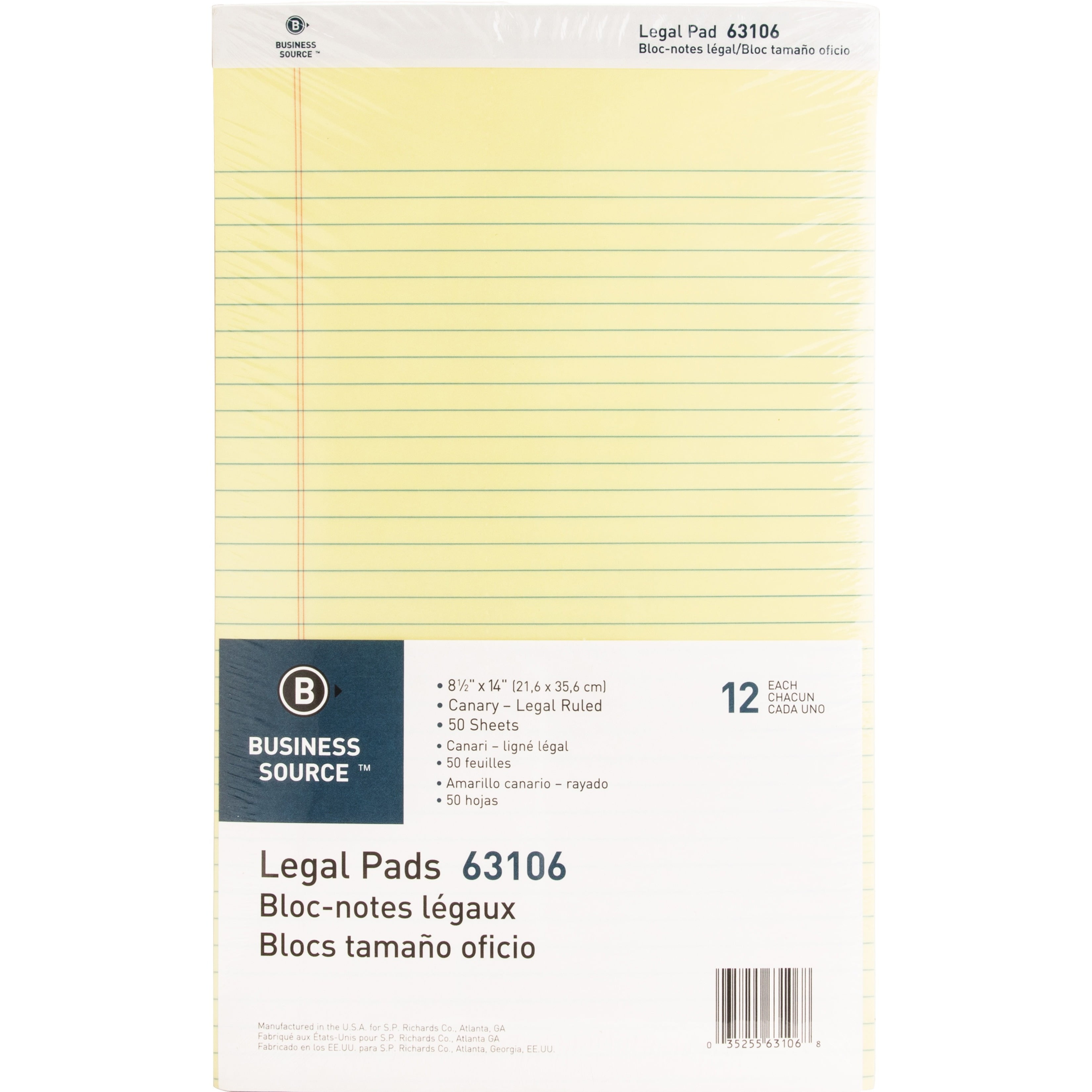 Business Source, BSN63106, Micro - Perforated Legal Ruled Pads - Legal, 12 / Dozen