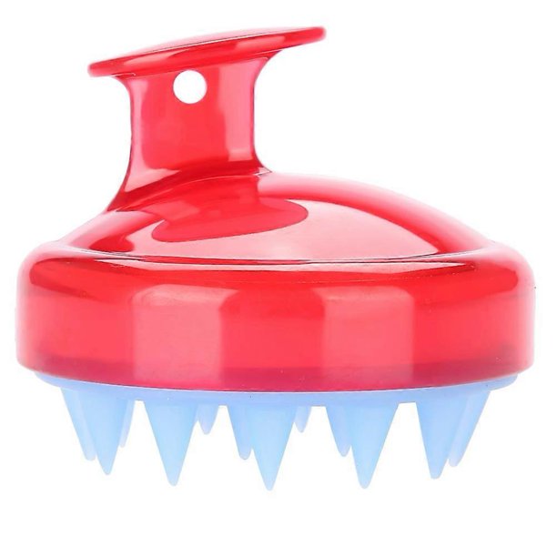 Cepillo masajeador del cuero cabelludo con cerdas de silicona suave para una limpieza profunda y el cuidado de mascotas – Rojo
