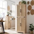 thumbnail image 6 of Ataucjin Kitchen Pantry With Rattan Doors, 72" inch Storage Cabinet With Organizer, Drawer And Adjustable Shelves, Wood Cupboard For Kitchen, Dining Room, Bathroom And Hallway, Natural Oak, 6 of 6