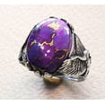 thumbnail image 6 of Purple Copper Turquoise Eagle Ring, Natural Copper Turquoise, Silver Jewelry, 925 Silver Ring, Birthday Gift, Heavy Mens Ring, Arabic Design, Ottoman Style Ring, Christmas, Turkey Mens Signet Ring, 6 of 6