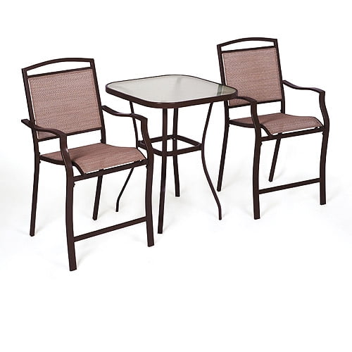 Mainstays Sand Dune 3 Piece Outdoor Bar Height Bistro Set For Patio And
