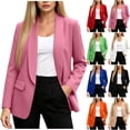 thumbnail image 7 of Purcolt Blazer for Women Lightweight Casual Boyfriend Notched Lapel Open Front Long Sleeve Jackets Suit Comfort Stretchy Slim Fit Business Work Office Outerwear, 7 of 7