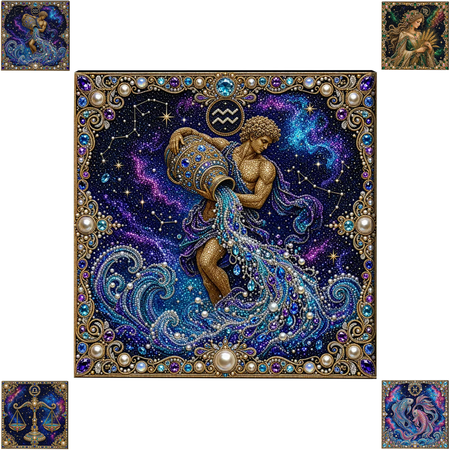 12 Constellation DIY Diamond Art Kits Diamond Art Kits for Adults Diamond Painting Kit Starry‑Sky Mosaic Craft Kit Easy‑to‑Follow Instruction Housewarming Present for Craft‑Making Enthusiasts-L