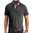 thumbnail image 1 of Daeful Hauts d'Été pour Hommes Col à Revers T-Shirts Golf Manches Courtes Coupe Classique Polo Gris Foncé 2TG, 1 of 3