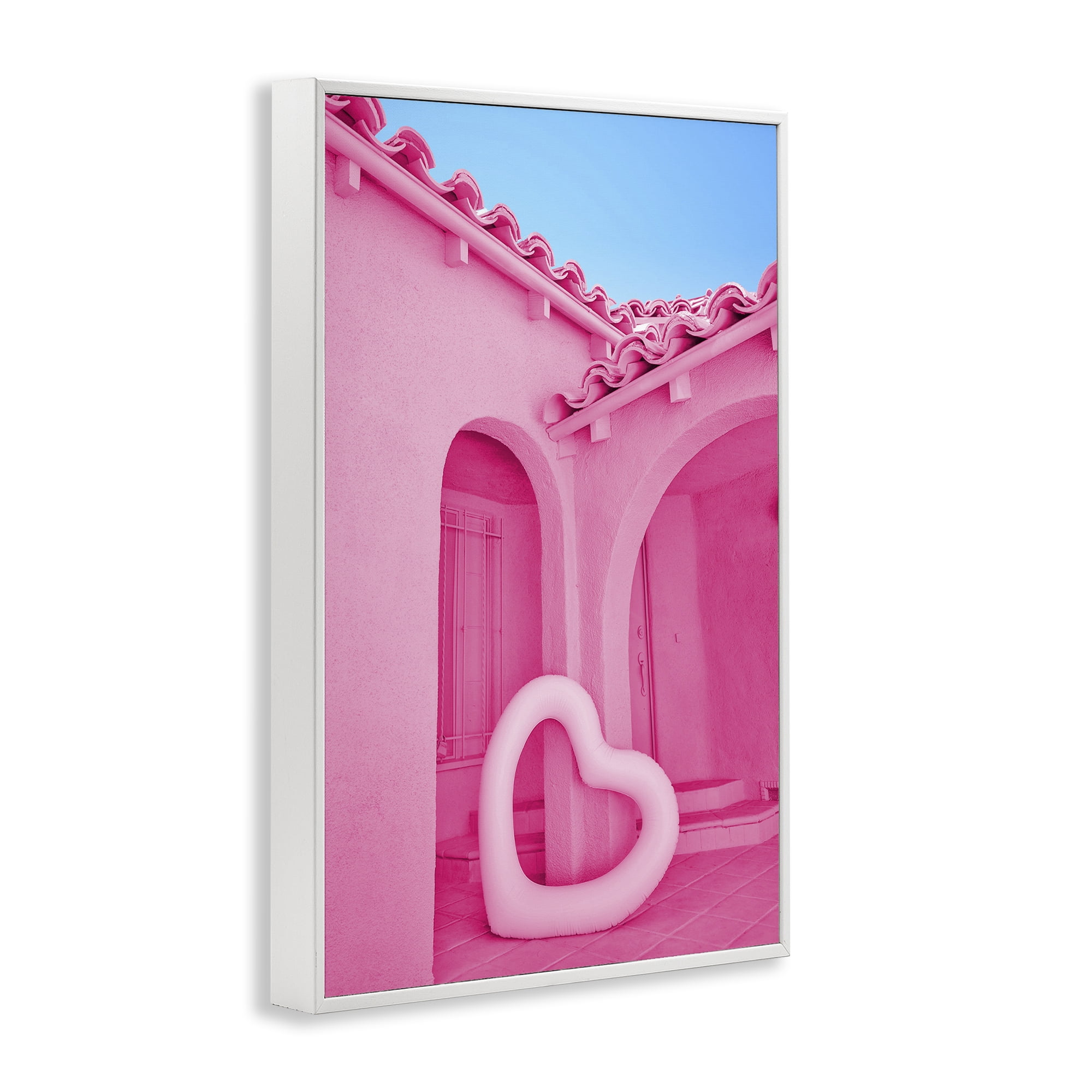 Stupell Industries Pink Pop Heart at Villa White Framed Giclee Art, design by LISH Creative