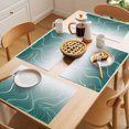 thumbnail image 5 of Turquoise Geometric Placemats Set of 12 Modern White Stripe Distortion Art Place Mats Indoor Wipeable Table Mats Washable Cloth Dining Table Placemats for Kitchen Holiday Party Home Decor 13x19 Inch, 5 of 9