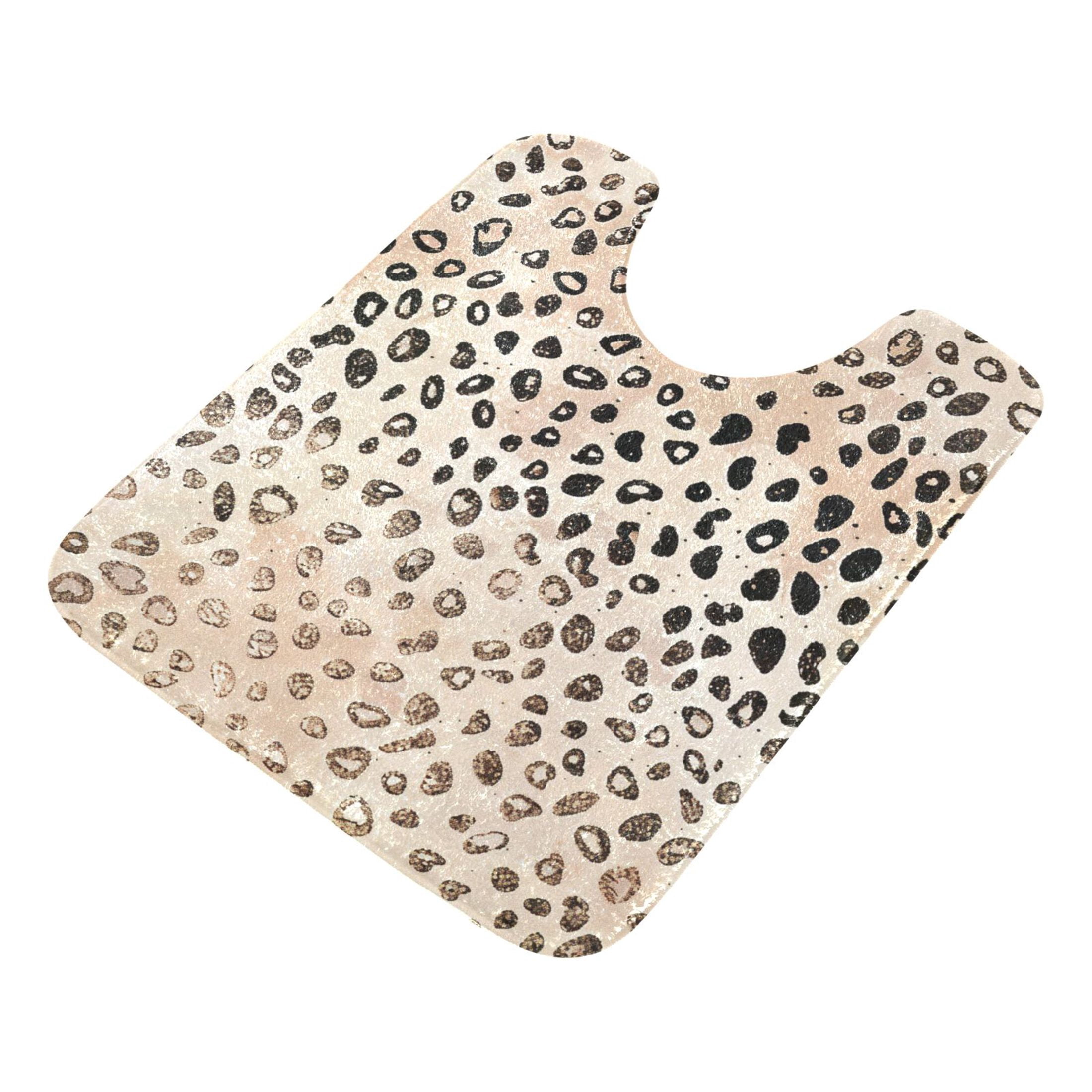 Ryvnso Plain Cheetah Glitter Print Bathroom Shaggy Rugs Toilet Mat Soft Contour Rug