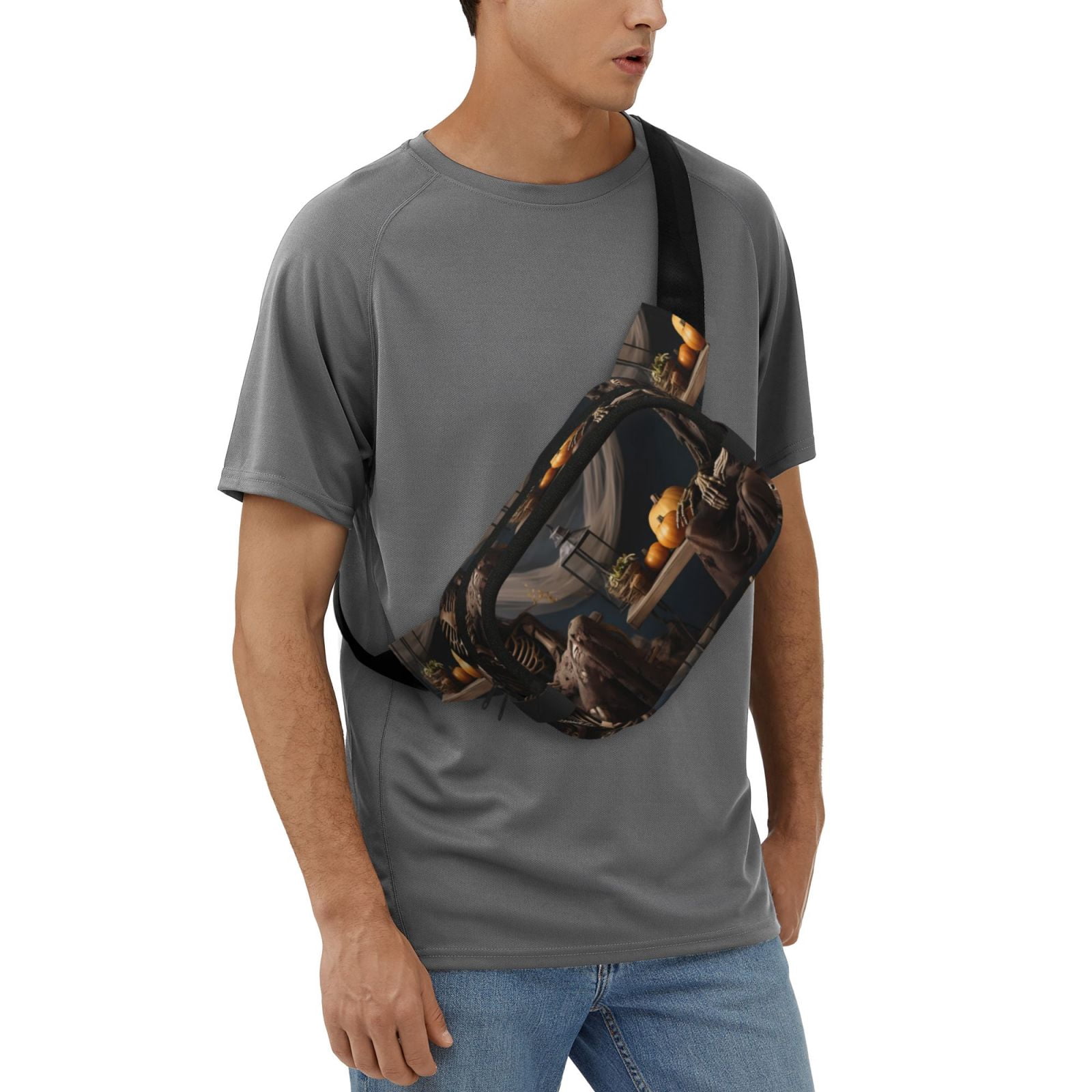Picia Modern Skull Sisters Print Square Double-Layer Waist Bag Mini Adjustable Waist Belt Bag Exercise Running Travel Hiking