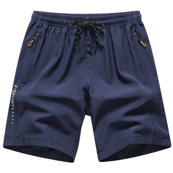 Vibrex Men's Shorts, Men's Solid Color Ice Silk Breathable Outdoor Casual Sports Shorts,Summer Shorts Men Comfortable Blue_5XL