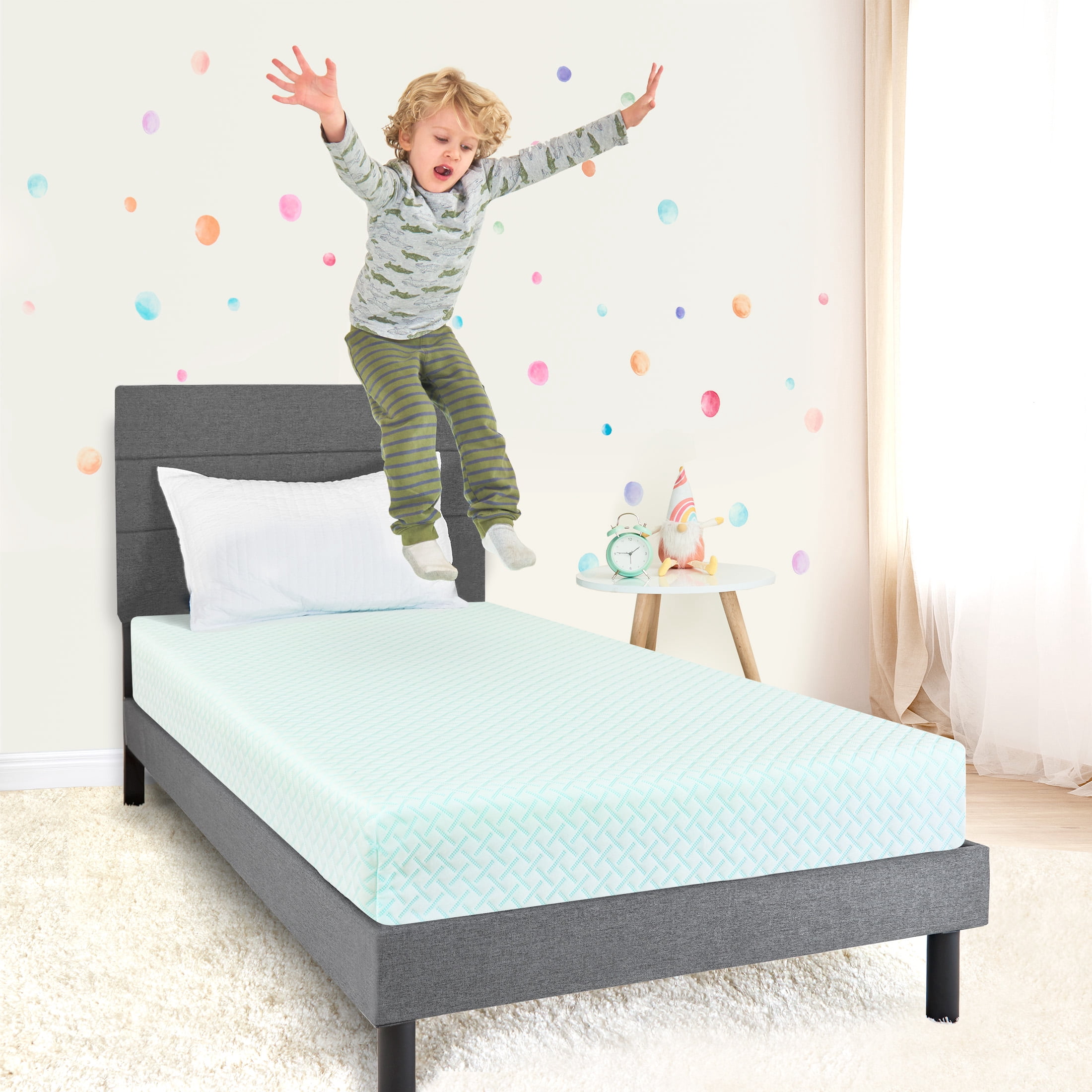 Imaginarium Fun Mattress 6" Hybrid of Bounce Foam and Coils, Twin, Blue