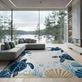 thumbnail image 2 of ODIKA 6'x9' Washable Area Rug Animals Turtle Starfish Nautical Ocean Border Motif Scattered for Dining Room, Under Table, Office Décor, Non-Slip Chair-Friendly, 2 of 7