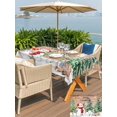 thumbnail image 4 of Outdoor Tablecloth with Umbrella Hole and Zipper, Retro Christmas Rectangle Table Cloth 60x102 Inch Waterproof Tablecloth, Red Snowman Pine Tree Snowflake Elk Wooden Picnic Table Cover for Patio, 4 of 7