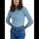 thumbnail image 1 of Suéter de Cuello Alto Acanalado para Mujer, Larga, Blusa Térmica de Peso Medio Azul Mar un Tamaño, 1 of 10