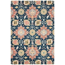 SAFAVIEH Roslyn Magdalena Floral Wool Area Rug, Navy/Multi, 6' x 9'