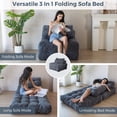 thumbnail image 3 of HomePerch Folding Sofa Bed Convertible Sleeper Chair, Foldable Floor Sofa with Pillow & Back Support, Portable Chair Bed for Living Room, Bedroom, Apartment, Dark Gray, 3 of 11