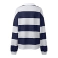 thumbnail image 5 of Women Striped Color Block Polo Sweatshirt Lapel Collared Long Sleeve Oversized Shirt Trendy Spring Clothes (Black XL), 5 of 5