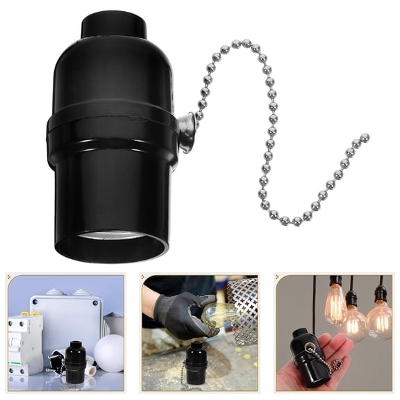 EXHUMKY Lamp Replacement Socket Black Abs 2Pcs