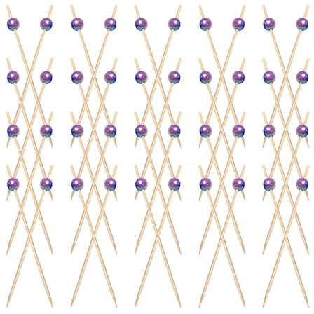 FOMIYES Fancy Toothpicks for Appetizers with Pearl Toppers Bamboo Assorted Color Decorative Cocktail Picks for Parties