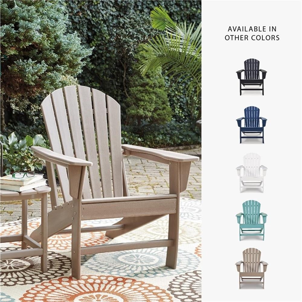 Bowery Hill Outdoor Set of Grayish Brown End Table & Adirondack Chair