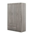 thumbnail image 2 of 3-Door Wardrobe with 2 Drawers, Wood Grain Effect in Gray Contemporary Door Type: Hinged,Wardrobes Features: Lockable,, 2 of 10