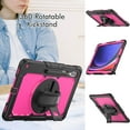 thumbnail image 6 of Allytech Rugged Case for Samsung Galaxy Tab S9 Ultra 14.6 Inch SM-X910 X916B, With Build in Screen Protector 360 Rotating Stand Shockproof Shoulder Strap - Black + Rose, 6 of 11