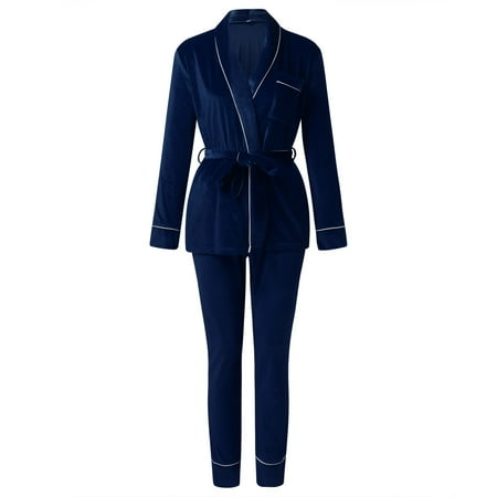 

Women Sleepwear Nightwear Autumn Winter Long Sleeve Velvet Suit Cardigan Thickened Warm Home Clothes Pajamas
