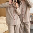 thumbnail image 3 of Conjunto de pijamas de algodón para hombre y mujer, ropa de dormir con pantalones clásicos de manga larga a cuadros para otoño e invierno, L438, 3 of 4