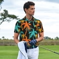 thumbnail image 2 of Kdxio Palm Trees Print Men's Short Sleeve Polo Shirt,Midweight Men's Shirt, 2 of 6
