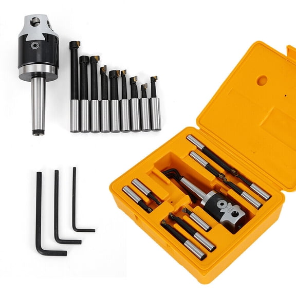 9Pcs Boring Head MT2 M10 1/2" Carbide Boring Bar Set for Bridgeport Milling Tool