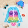 thumbnail image 5 of Tiijoy Girls Cute Ruffle Long Sleeve Rash Guard Swimsuit with Swim Cap, Sizes 3-4, 5 of 8