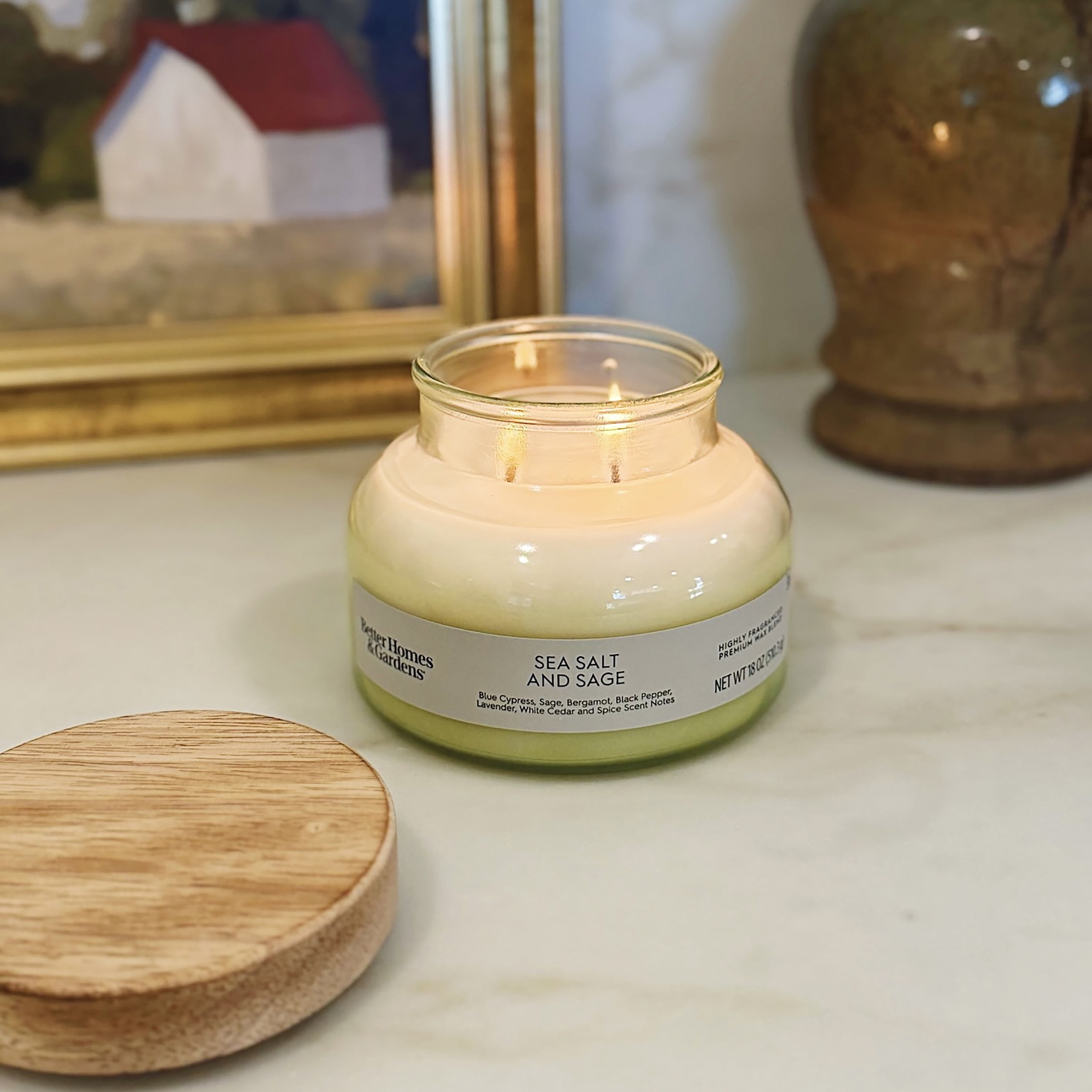 Better Homes & Gardens Sea Salt and Sage 2-Wick Ombre Jar Candle, 18 oz