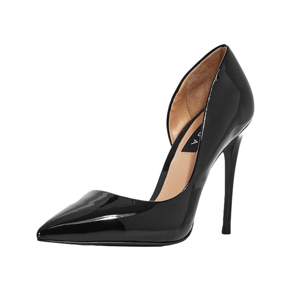 Aqua | Dion Half d'Orsay High-Heel Pumps | Black Patent