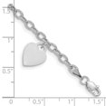 thumbnail image 2 of 14k White Gold Hollow Polished Lobster Claw Closure Dangle Love Heart Bracelet 10.5mm Wide >.5mm Thick Link Bracelet for, 2 of 2