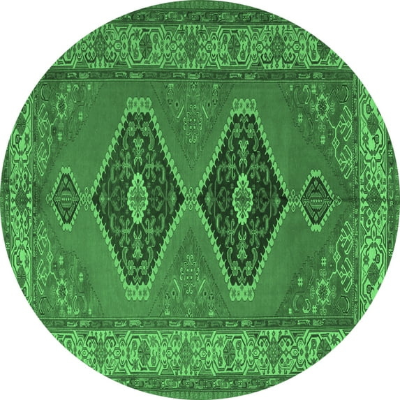Ahgly Company Indoor Round Persian Emerald Green Traditional Area Rugs, 7' Round