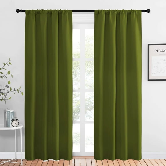 Cortina Blackout NICETOWN Decoración de Navidad 42x213 cm Oliva
