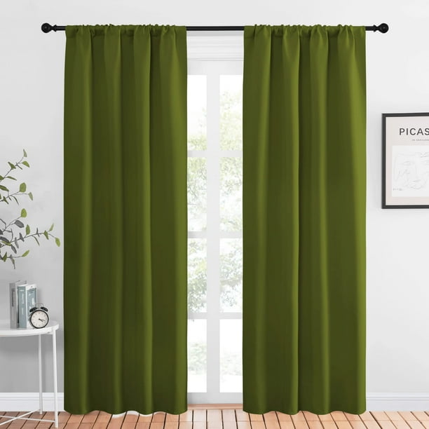 Cortina Blackout NICETOWN Decoración de Navidad 42x213 cm Oliva