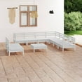 thumbnail image 1 of vidaXL 10 Piece Garden Lounge Set Solid Wood Pine White, 1 of 8
