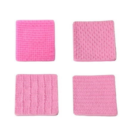 

NUOLUX 4PCS Weave Knitting Silicone Mold Crochet Texture Embossed Design Cake Candy Chocolate Fondant Soap Moulds Kitchen Baking Tools (Pink)
