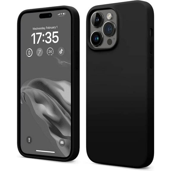 iPhone 14 Pro Max Phone Case, Premium Liquld Silicone Case, Full-Body Shockproof Protective, Anti-Scratch Soft Microfiber Lining, Ultra Slim Thin Cover, 6.7 inch, Space Black