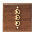 thumbnail image 3 of 3X Retro American Industrial Style Light Switch Socket, Solid Wood Brass Toggle Switch Plate,Antique Home Stay Switch(3), 3 of 8